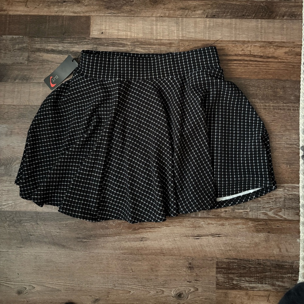 Amazon Black Checkered Flared Mini Skirt